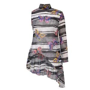 Autumn Adeigbo Cache One-Long-Sleeve Peplum Top – White, Size 2 NWT